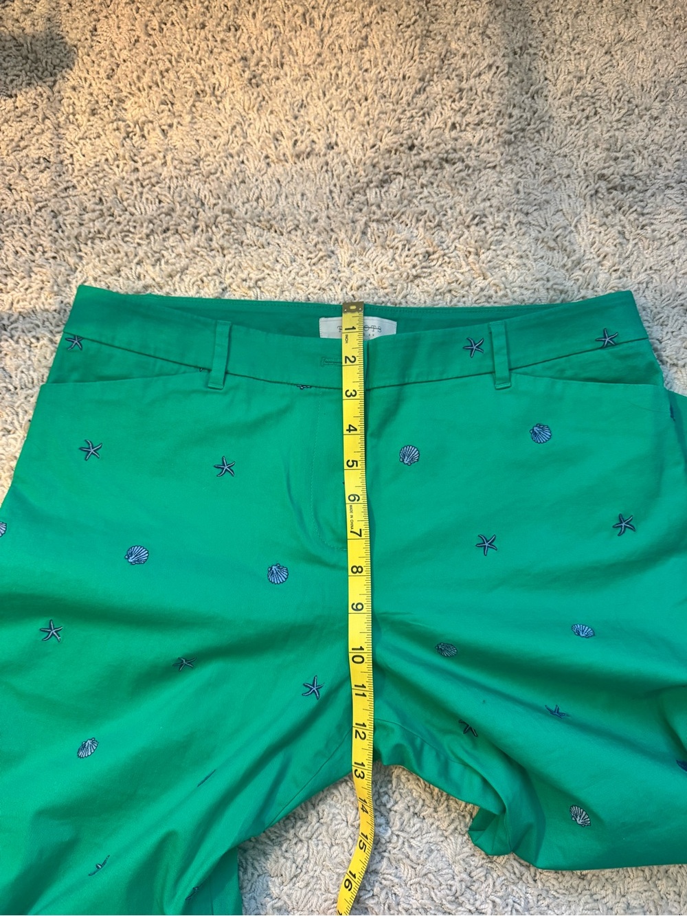 Talbots Green Embroidered Shell Motif Cropped Pants - Picture 8 of 16